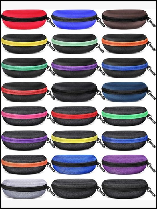 24 Pcs Hard Shell Sunglasses Case with Zipper and Plastic Hook, EVA Portable main image 4